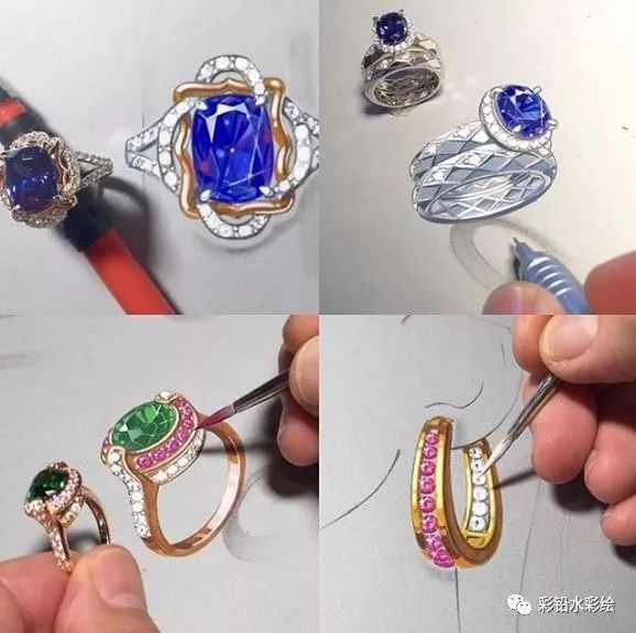 1000张珠宝首饰设计步骤图/线稿/彩铅/水彩/素描手绘.